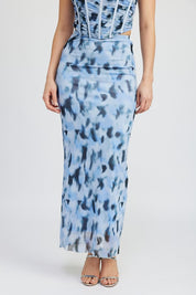 Women's Printed Mesh Maxi Skirt