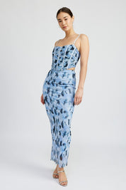 Women's Printed Mesh Maxi Skirt