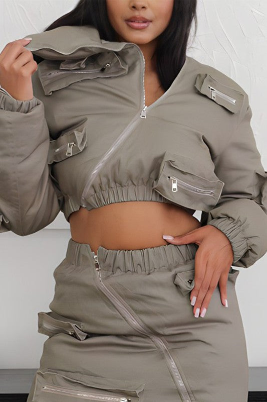 Women's Casual Zipper Puffer Jacket