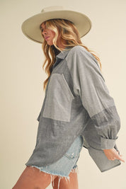 Women's Casual Striped Loose Fit Button-Down Shirt