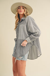 Women's Casual Striped Loose Fit Button-Down Shirt