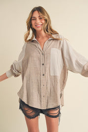 Women's Casual Striped Loose Fit Button-Down Shirt