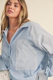 Women's Casual Striped Loose Fit Button-Down Shirt