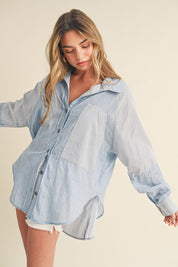 Women's Casual Striped Loose Fit Button-Down Shirt