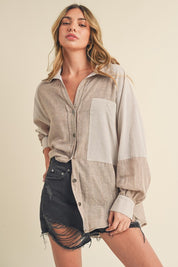 Women's Casual Striped Loose Fit Button-Down Shirt