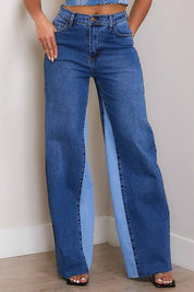 Women's High-Rise Color Block Wide Jeans