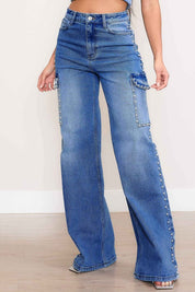 Women's High-Rise Wide Leg Cargo Jeans