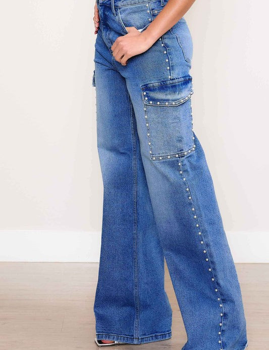 Women's High-Rise Wide Leg Cargo Jeans