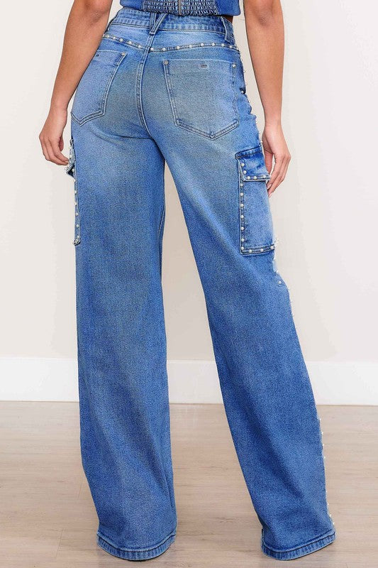 Women's High-Rise Wide Leg Cargo Jeans