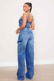 Women's High-Rise Wide Leg Cargo Jeans