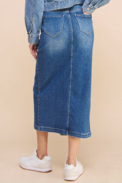 Women's Casual Front Slit Cargo Denim Skirt