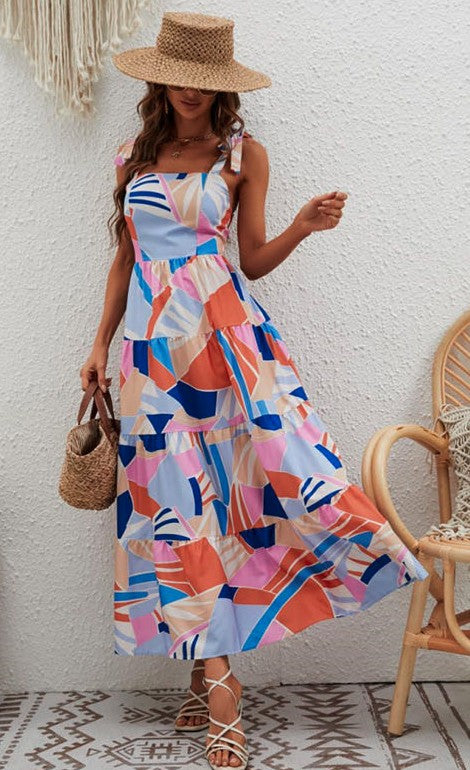 Women's Tie Shoulder Maxi Dress