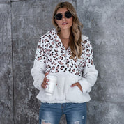leopard teddy hooded with kangaroo pocket