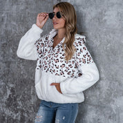 leopard teddy hooded with kangaroo pocket