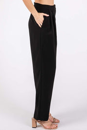 Women's Plus High Waisted Loose Fit Pleated Slacks