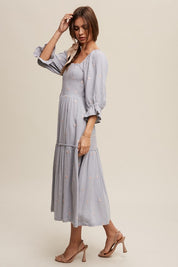 Women's Romantic Floral Embroidery Maxi Dress