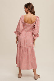 Women's Romantic Floral Embroidery Maxi Dress