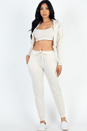 Women's Cropped Cami Jacket and Jogger Set