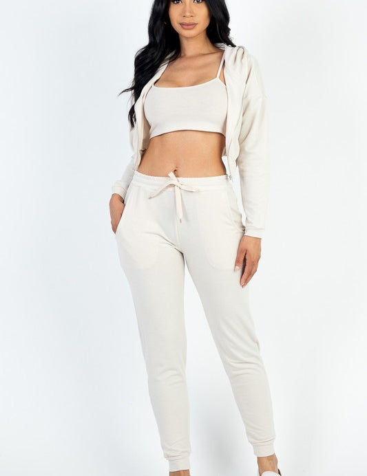 Women's Cropped Cami Jacket and Jogger Set