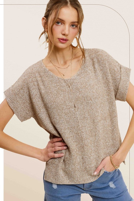 Women's Relaxed Fit Lightweight V-Neck Sweater Top