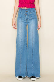 Women's High Waist Vintage Flare Wide Leg Jeans