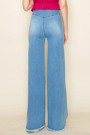 Women's High Waist Vintage Flare Wide Leg Jeans