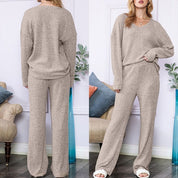 Slouchy Beige ribbed knit loungewear set