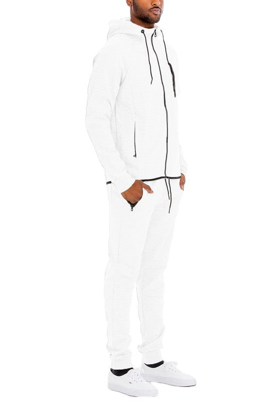 Men's Full Zip Track Set with Elastic Waist Pants