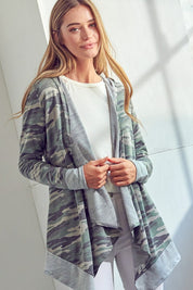 Plus Size Casual Camouflage Cascade Cardigan