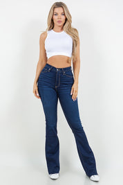 Women's High Rise Boot Cut Jeans in Dark Denim