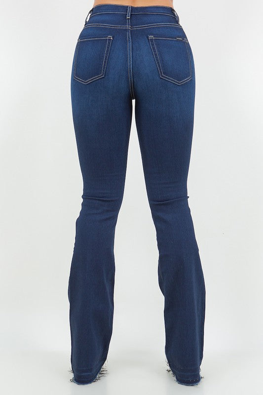 Women's High Rise Boot Cut Jeans in Dark Denim