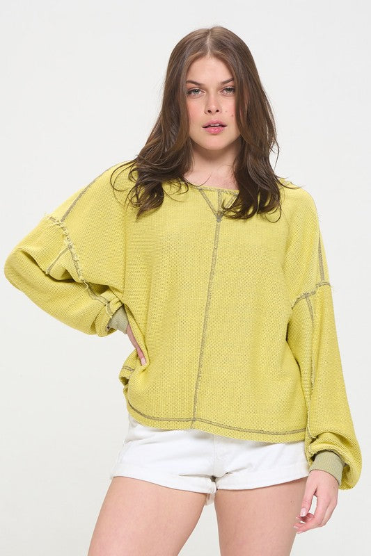 Women's Casual Color Block Knit Sweater with Dolman Sleeves