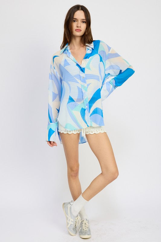 Women's Printed Oversized Shirt