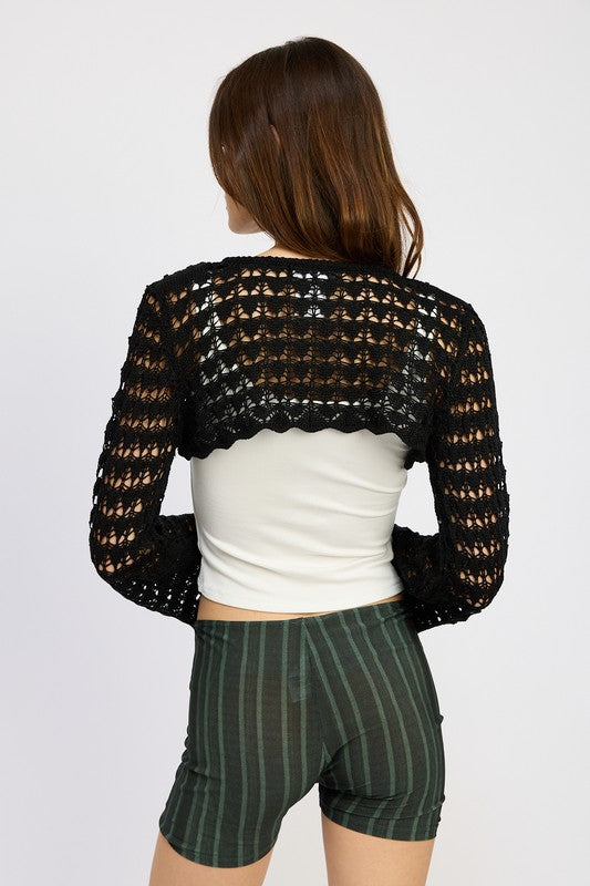 Women's Crochet Bolero with Drawstrings