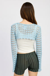 Women's Crochet Bolero with Drawstrings