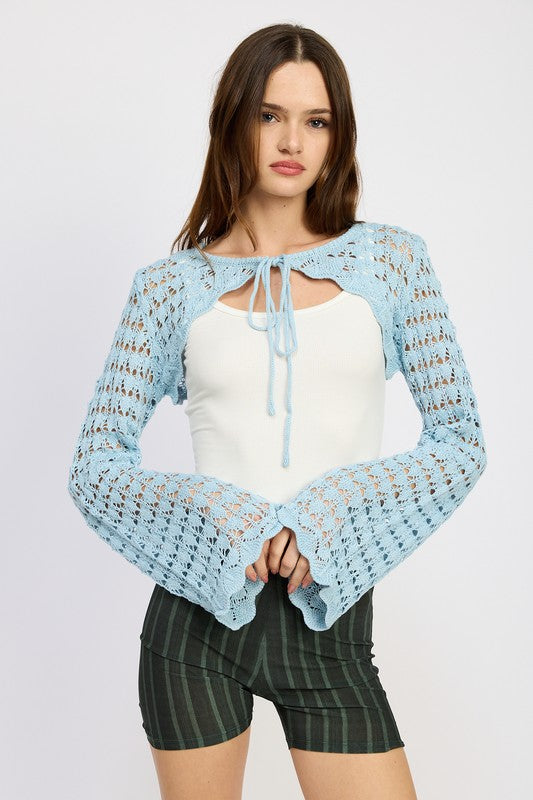 Women's Crochet Bolero with Drawstrings