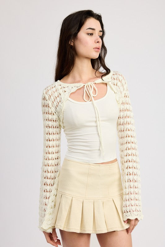 Women's Crochet Bolero with Drawstrings