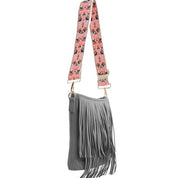 Women's Suede Fringe Bucket Handbag with Magnetic Closure