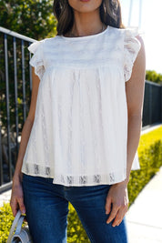 Women's Flowy Ruffled Lace Tank Top