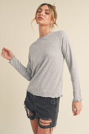 Women's Long Sleeve Heathered Cotton Top