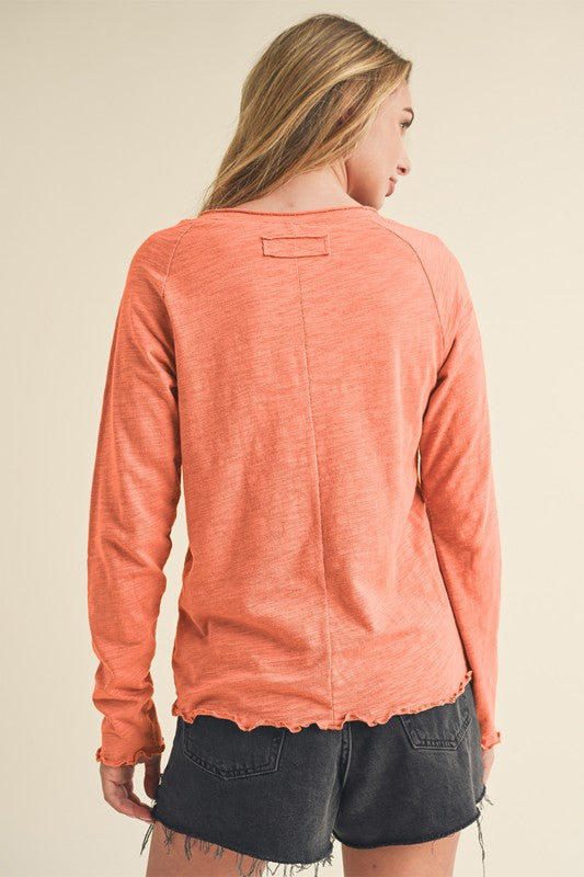 Women's Long Sleeve Heathered Cotton Top