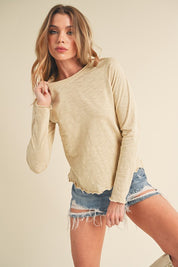 Women's Long Sleeve Heathered Cotton Top