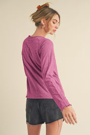 Women's Long Sleeve Heathered Cotton Top