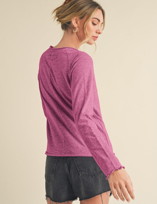 Women's Long Sleeve Heathered Cotton Top