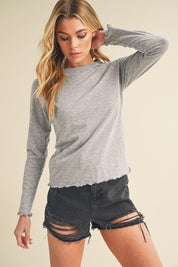 Women's Long Sleeve Heathered Cotton Top