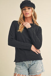 Women's Long Sleeve Heathered Cotton Top