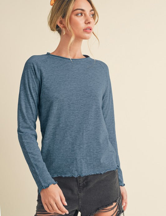 Women's Long Sleeve Heathered Cotton Top