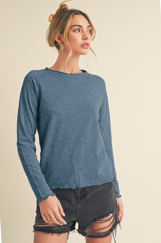 Women's Long Sleeve Heathered Cotton Top