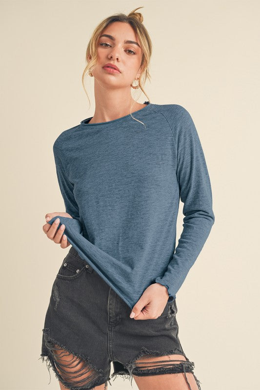 Women's Long Sleeve Heathered Cotton Top