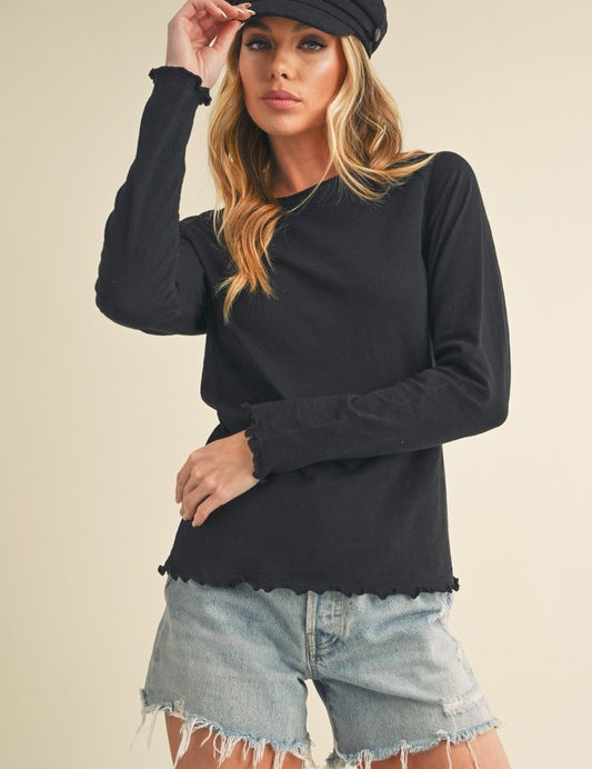 Women's Long Sleeve Heathered Cotton Top